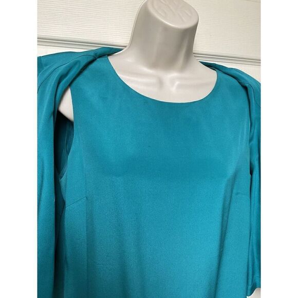 Talbots Silk Dress Jacket Set 12p Teal Blue Maxi Spring Light - Picture 9 of 16